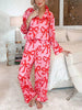 Bow Print Lapel Home Pajamas Set
